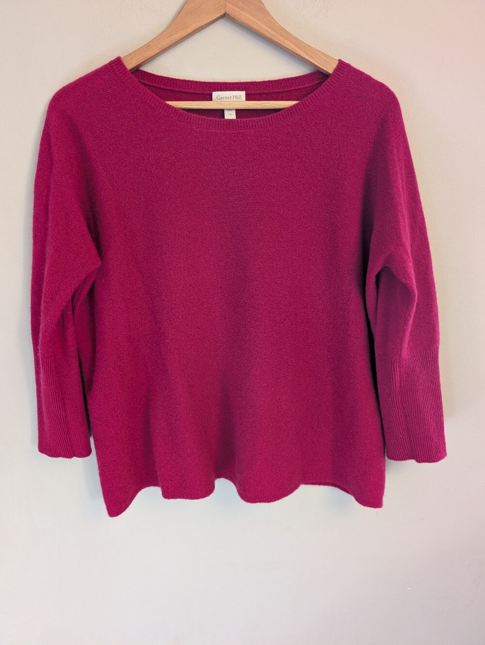 Garnet Hill Berry Essential Cashmere Cropped Sweater Size S